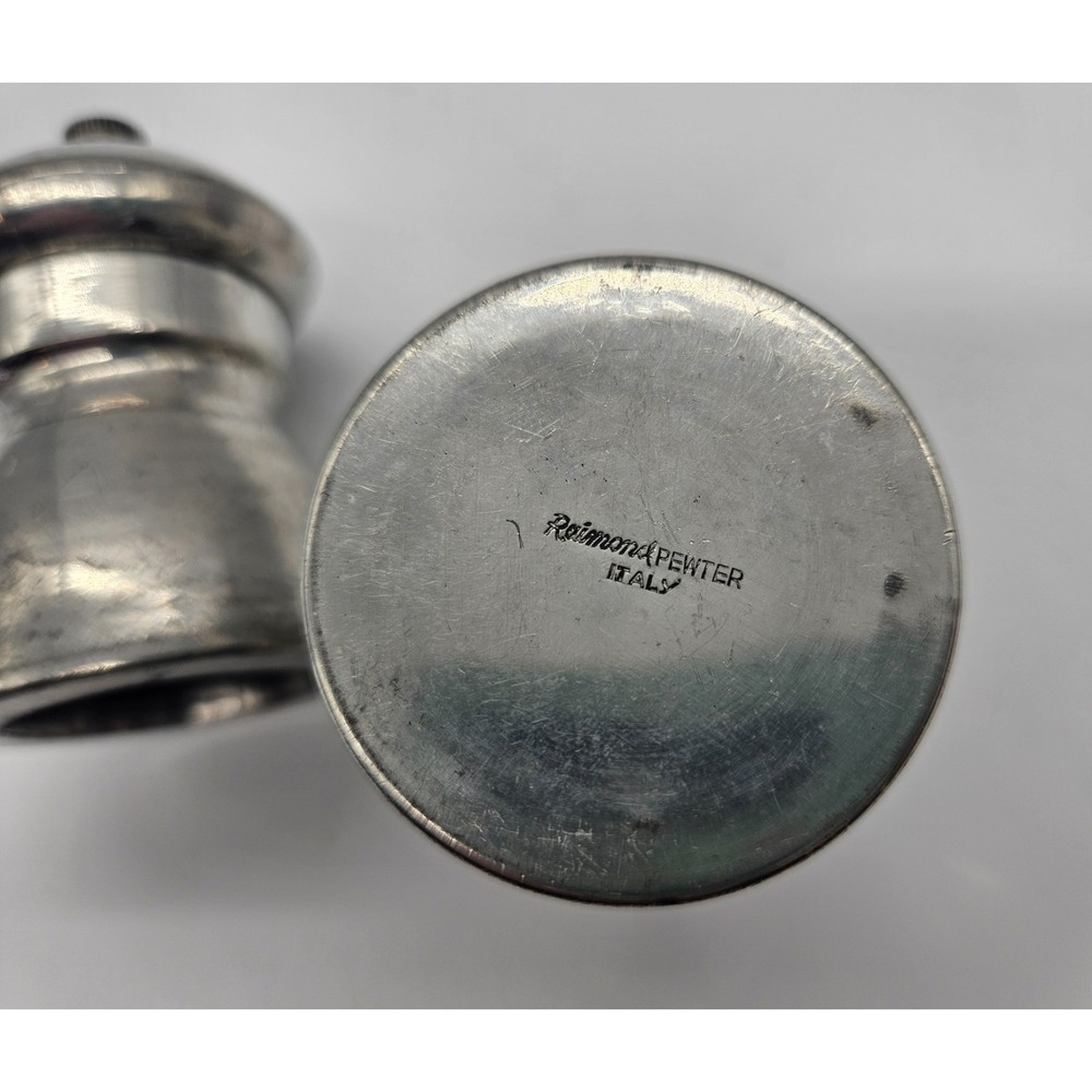 Raimond Pewter - Salt Shaker and Pepper Grinder - made in Italy - 2" tall - Picture 10 of 12
